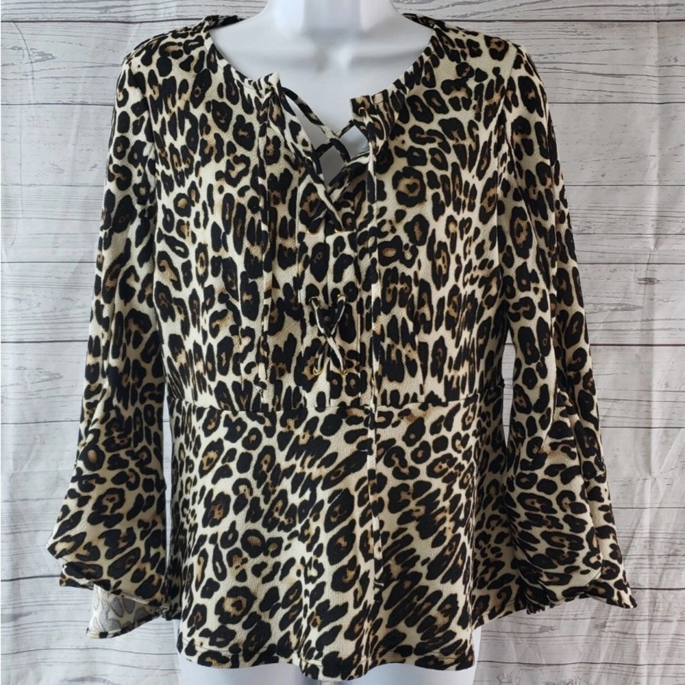 Chico's Animal Print Blouse in Black and Brown